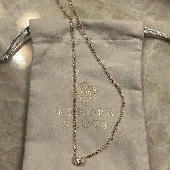 Kendra Scott Gold Necklace with White CZ Sparkling Stone - Picture 4 of 7